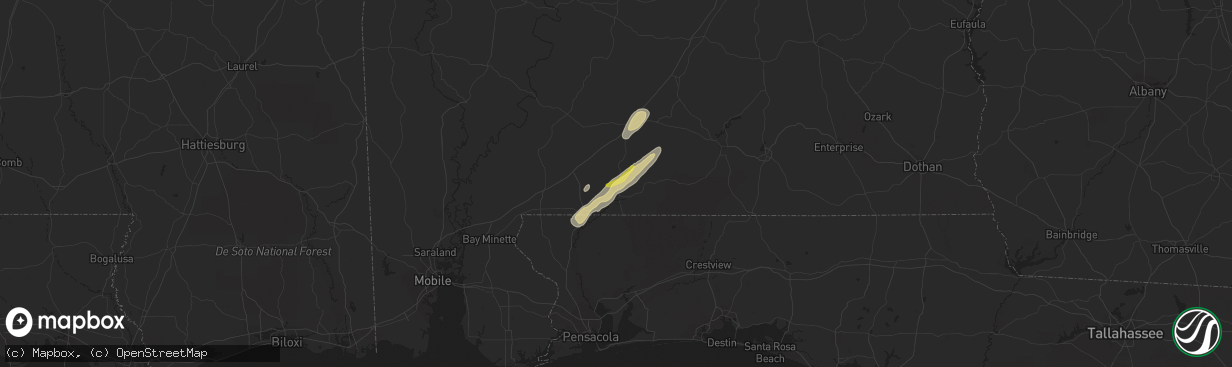 Hail map in Brewton, AL on February 15, 2016