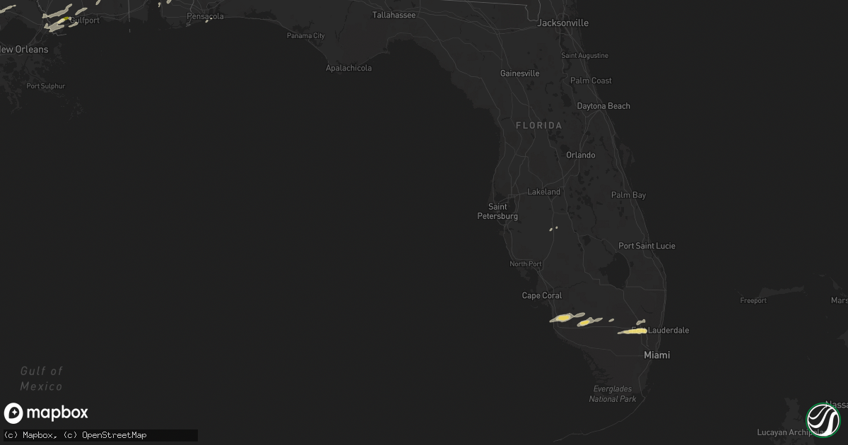 Hail map in Florida on February 15, 2016