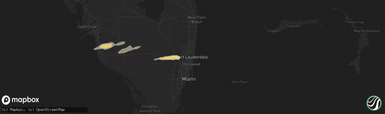 Hail map in Fort Lauderdale, FL on February 15, 2016