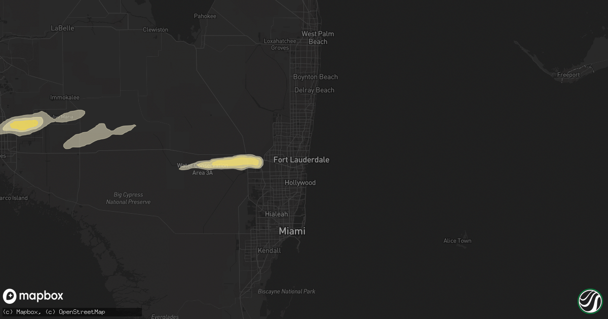 Hail map in Fort Lauderdale, FL on February 15, 2016