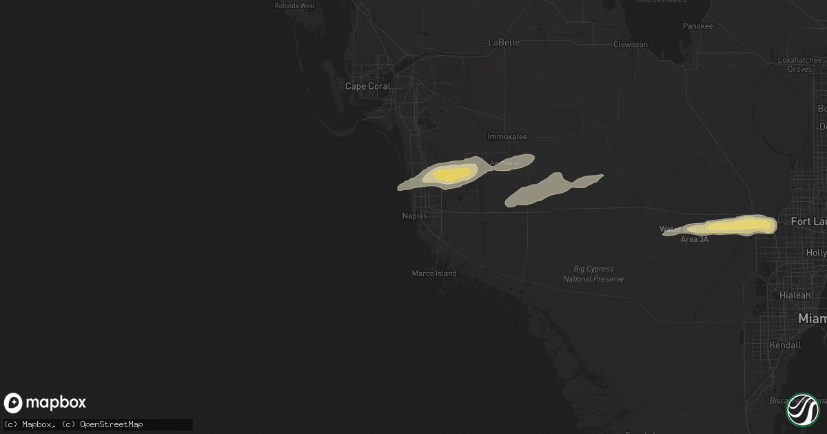 Hail map in Naples, FL on February 15, 2016