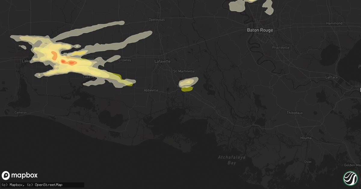 Hail map in New Iberia, LA on February 15, 2016