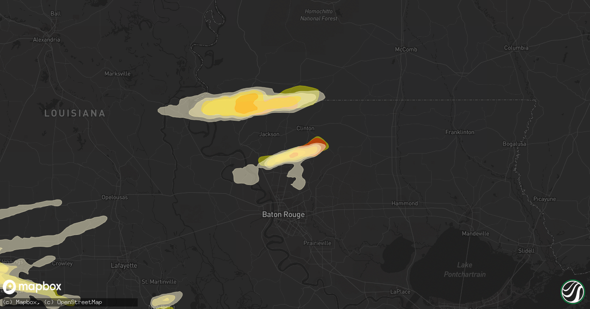 Hail map in Slaughter, LA on February 15, 2016
