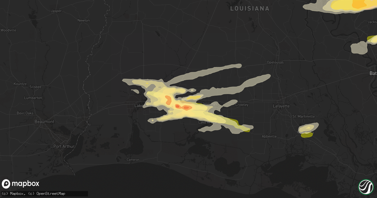Hail map in Welsh, LA on February 15, 2016