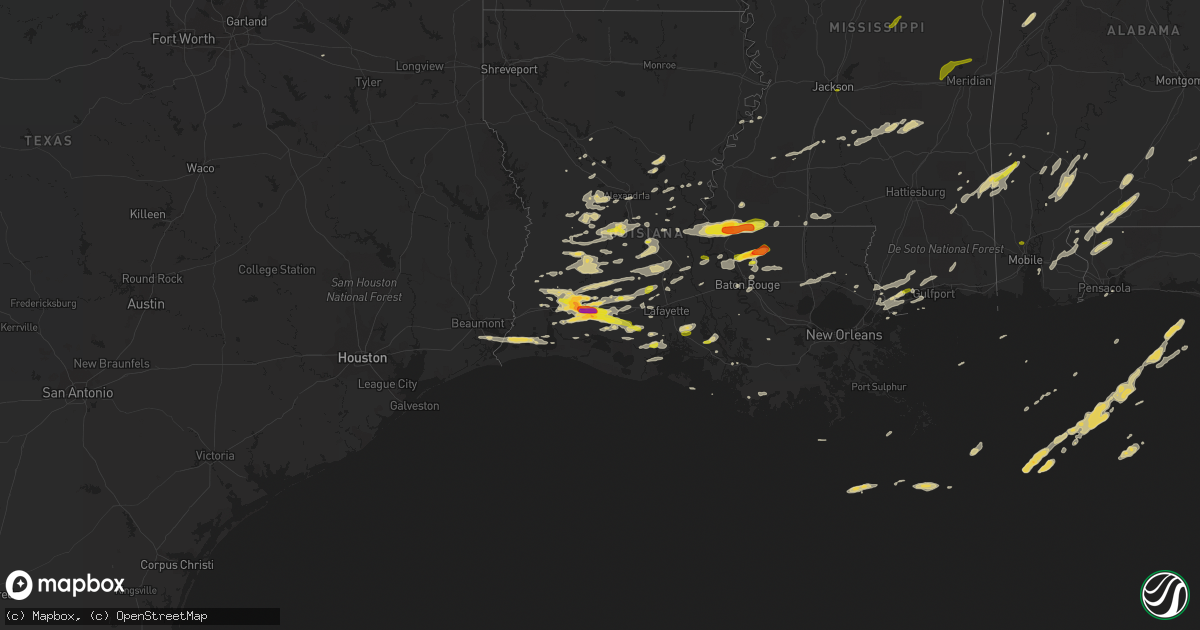 Hail map on February 15, 2016