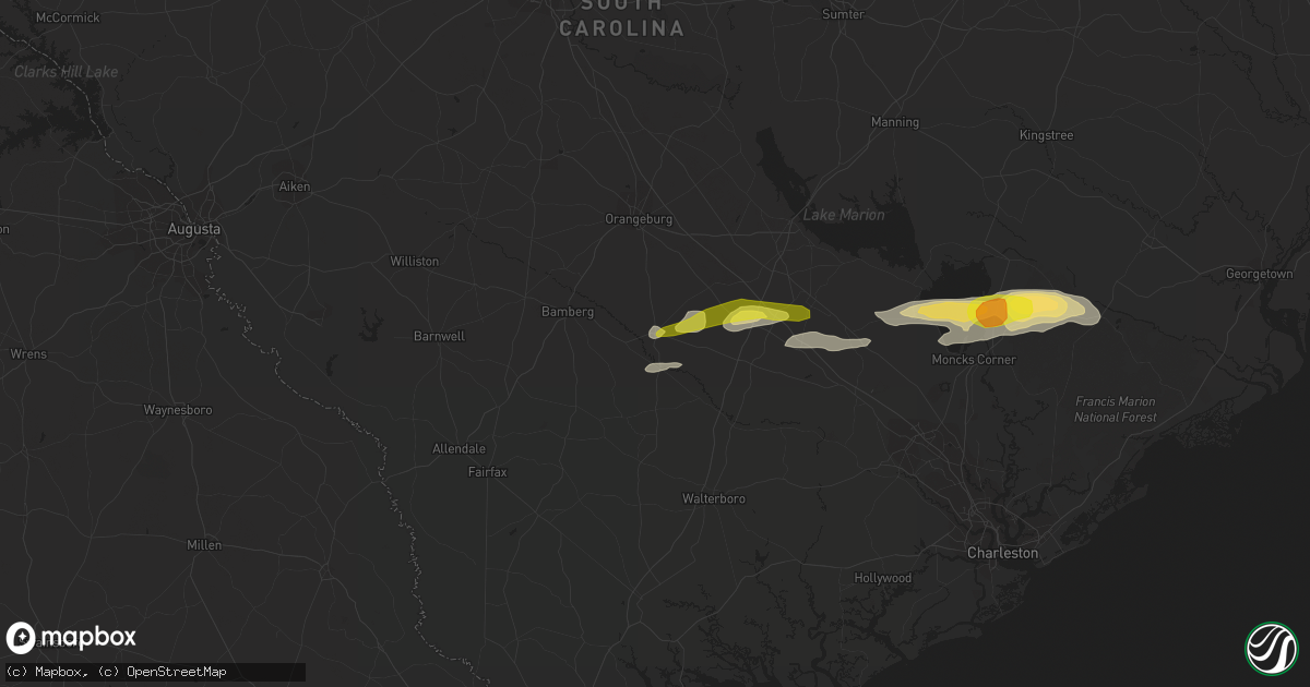Hail map in Branchville, SC on February 15, 2017