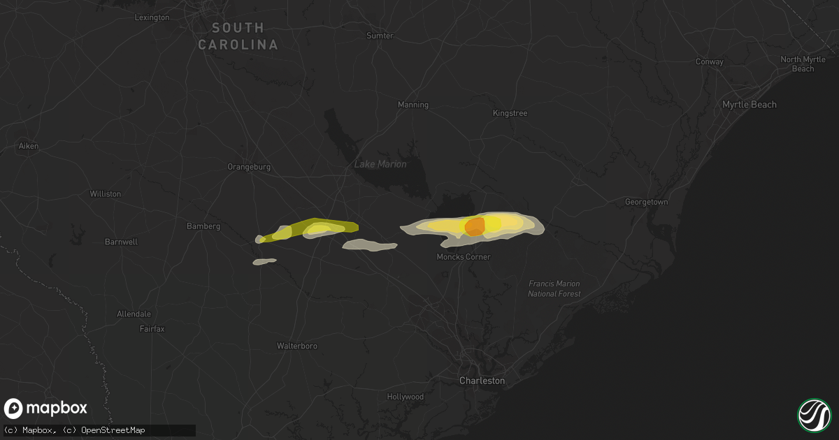 Hail map in Cross, SC on February 15, 2017