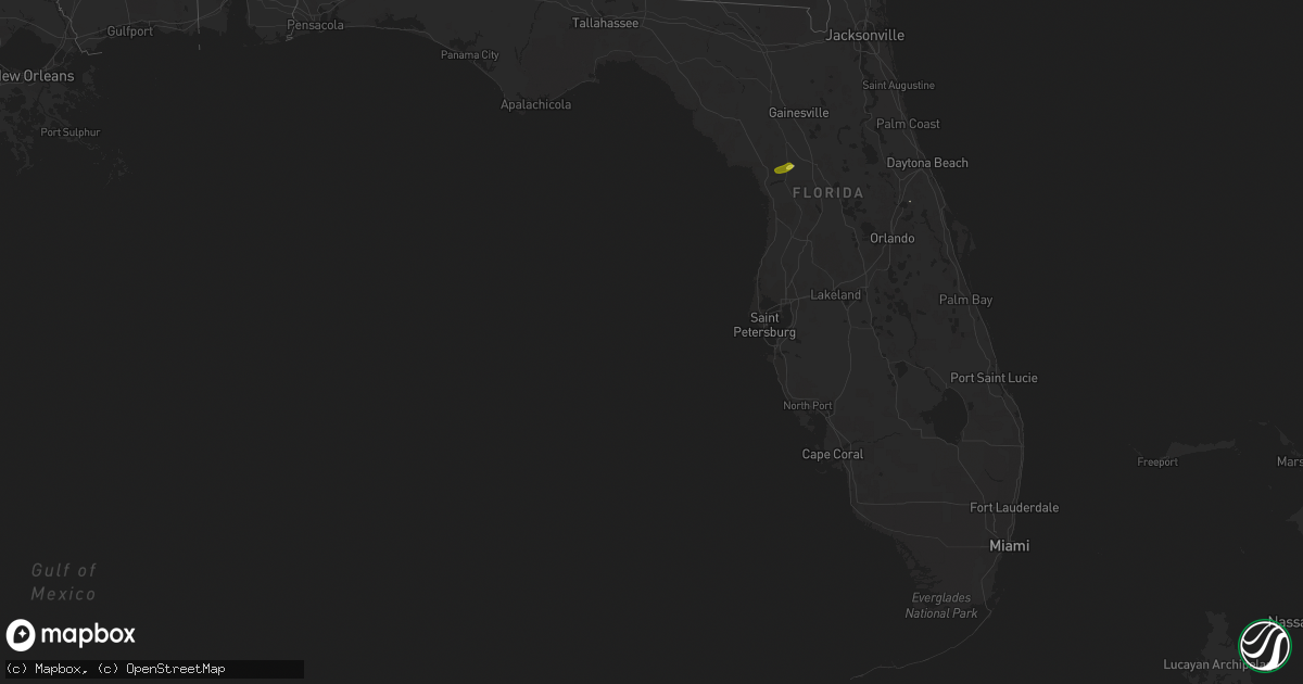 Hail map in Florida on February 15, 2017