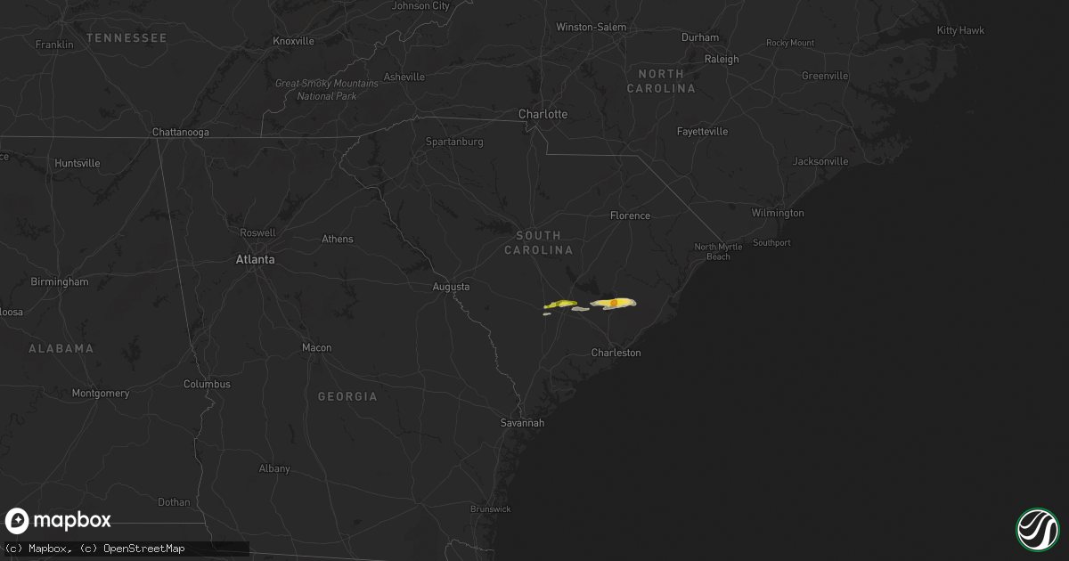 Hail map in South Carolina on February 15, 2017