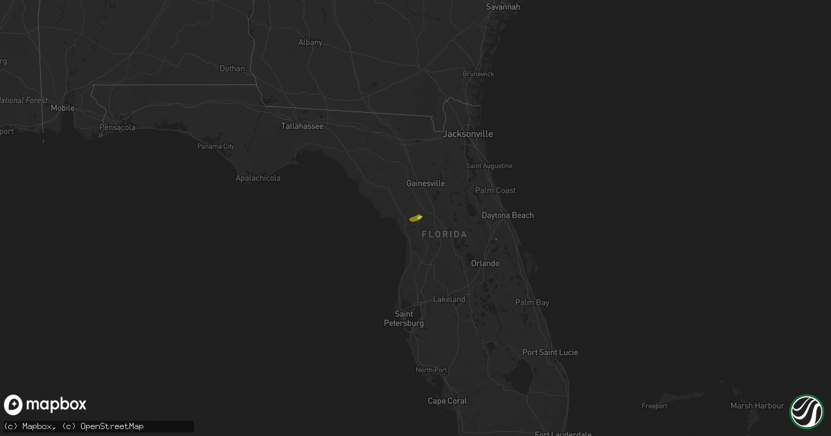 Hail map on February 15, 2017