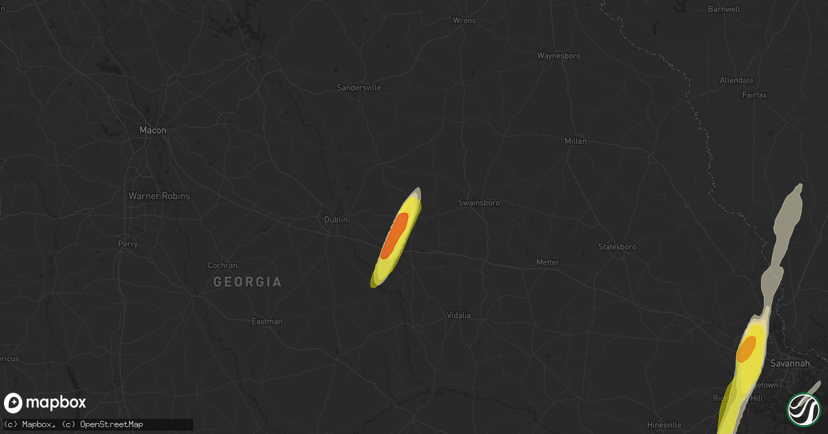 Hail map in Adrian, GA on February 15, 2021