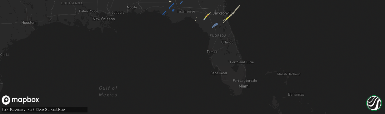 Hail map in Florida on February 15, 2021