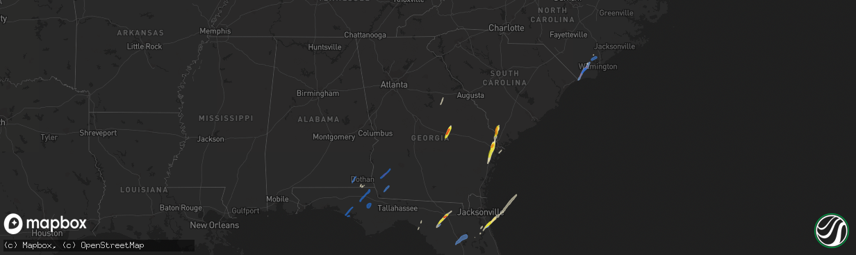 Hail map in Georgia on February 15, 2021