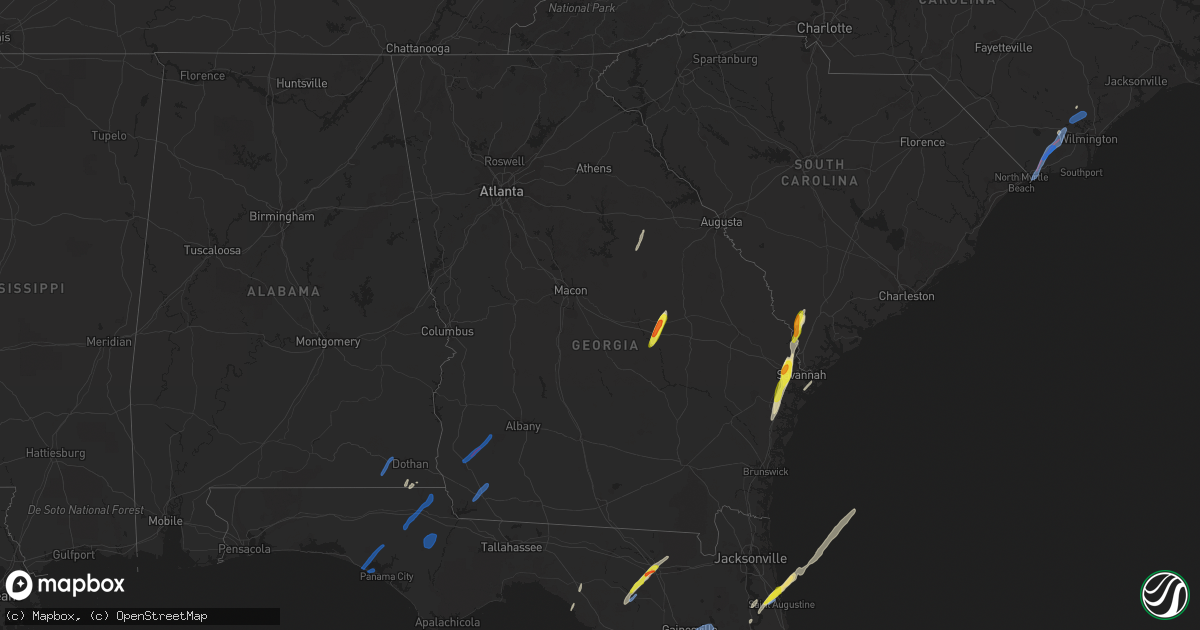 Hail map in Georgia on February 15, 2021