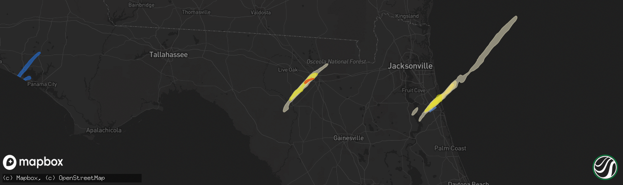 Hail map in Lake City, FL on February 15, 2021