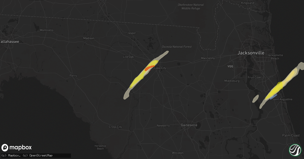 Hail map in Lake City, FL on February 15, 2021