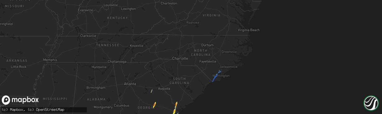 Hail map in North Carolina on February 15, 2021