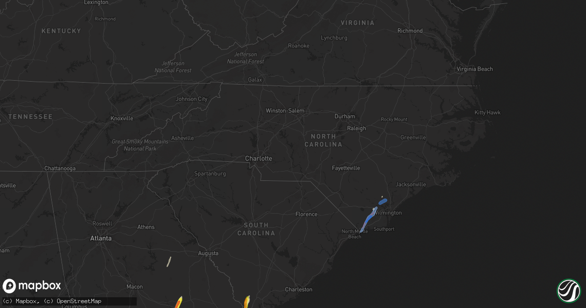 Hail map in North Carolina on February 15, 2021