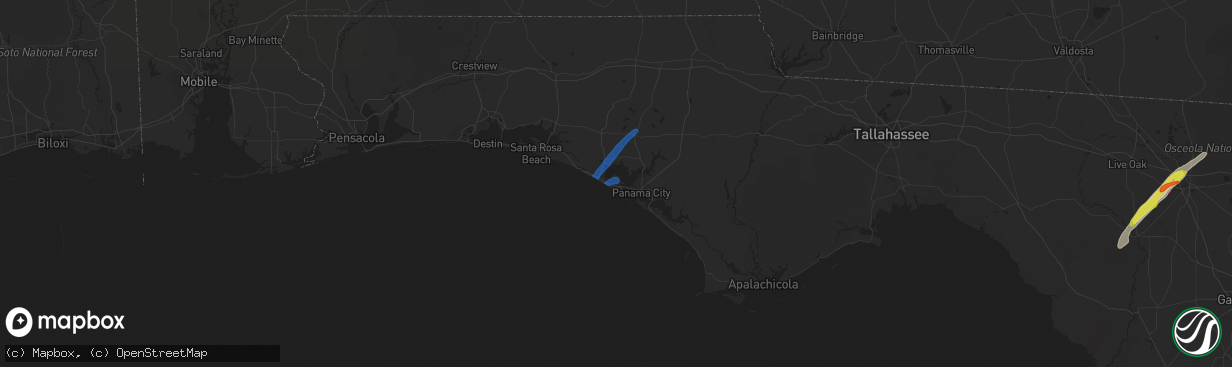 Hail map in Panama City Beach, FL on February 15, 2021