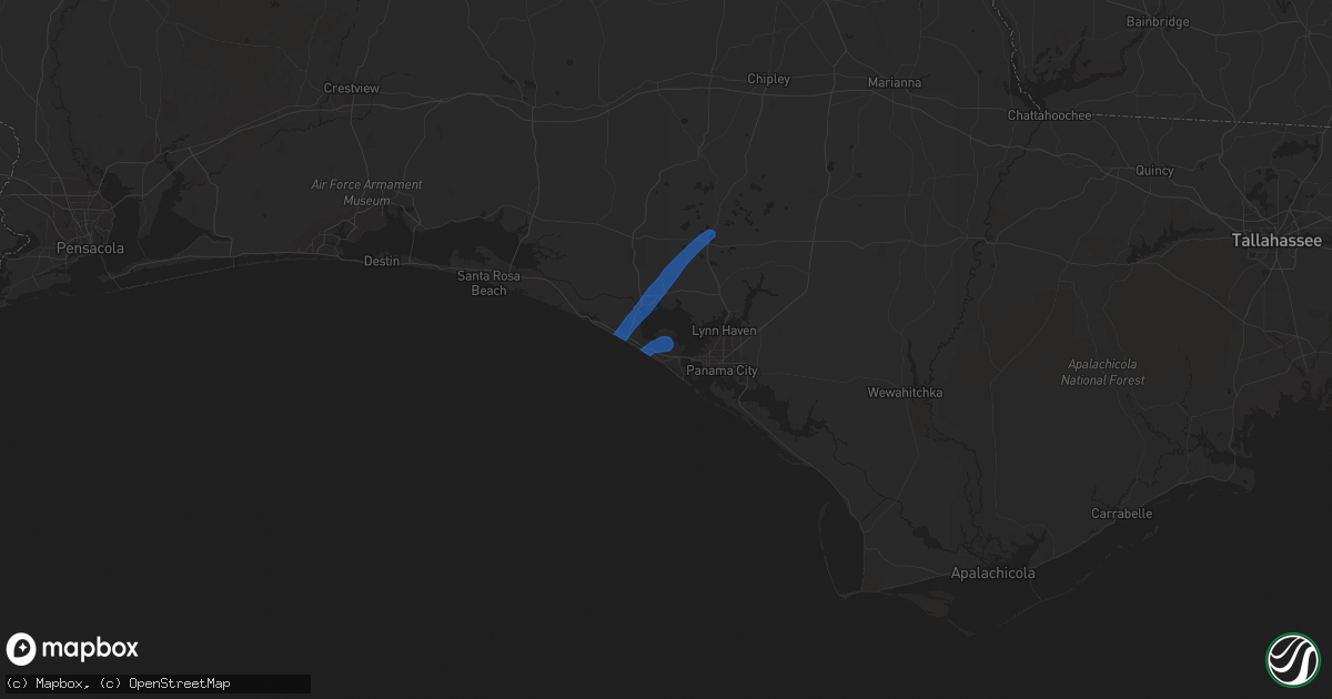 Hail map in Panama City Beach, FL on February 15, 2021