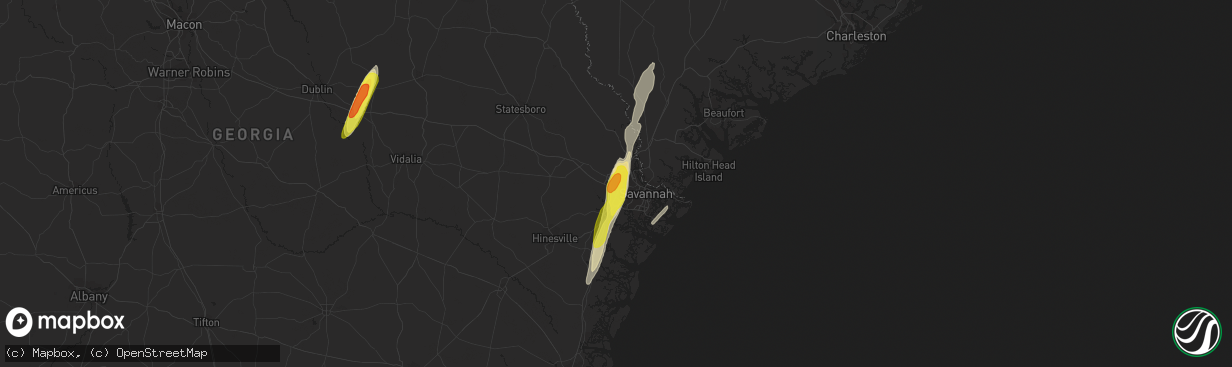 Hail map in Pooler, GA on February 15, 2021