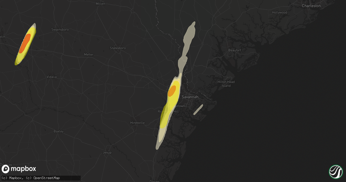Hail map in Pooler, GA on February 15, 2021