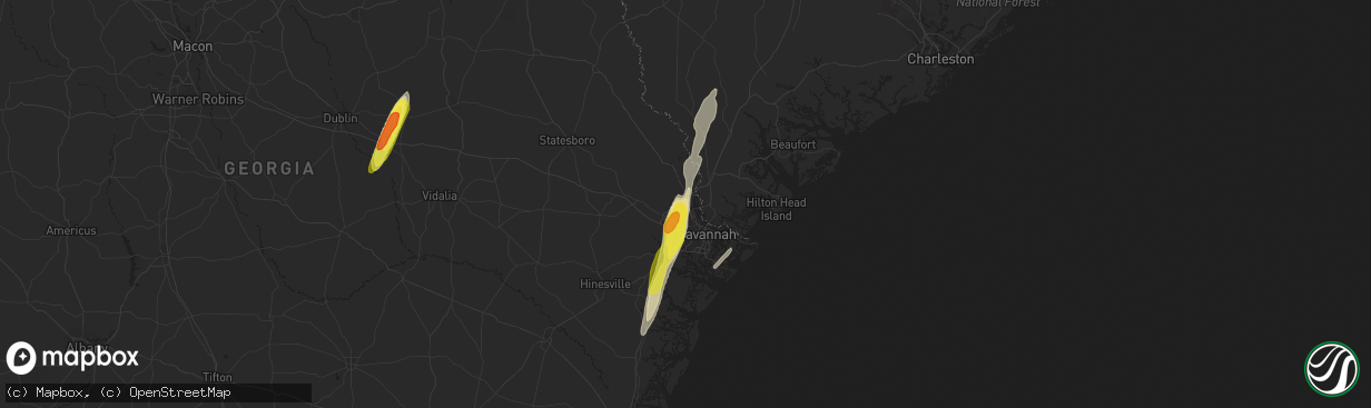 Hail map in Port Wentworth, GA on February 15, 2021