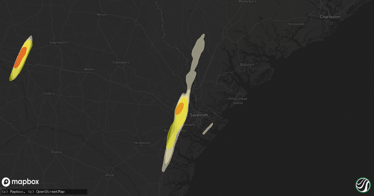 Hail map in Port Wentworth, GA on February 15, 2021