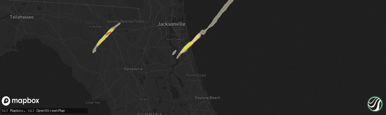 Hail map in Saint Augustine, FL on February 15, 2021