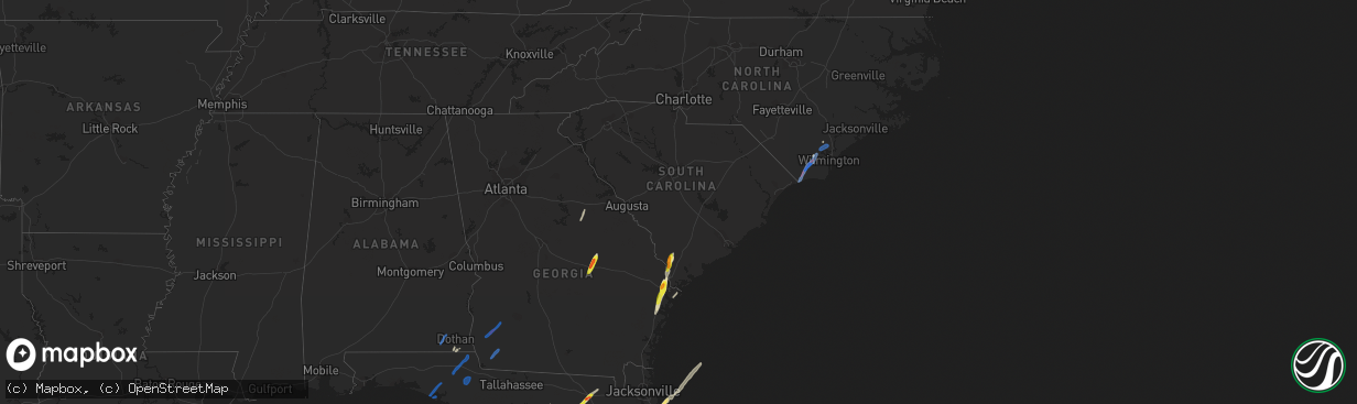 Hail map in South Carolina on February 15, 2021