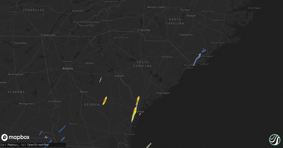 Hail map in South Carolina on February 15, 2021