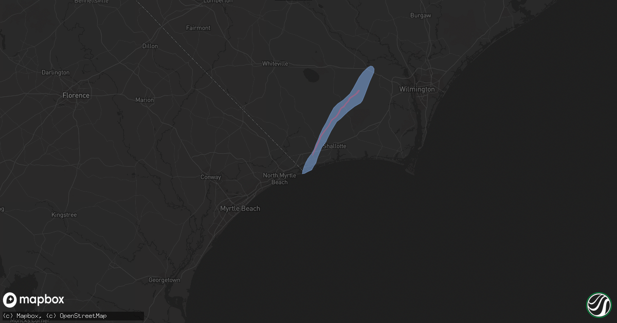 Hail map in Sunset Beach, NC on February 15, 2021