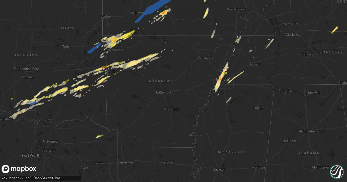 Hail map in Arkansas on February 15, 2023