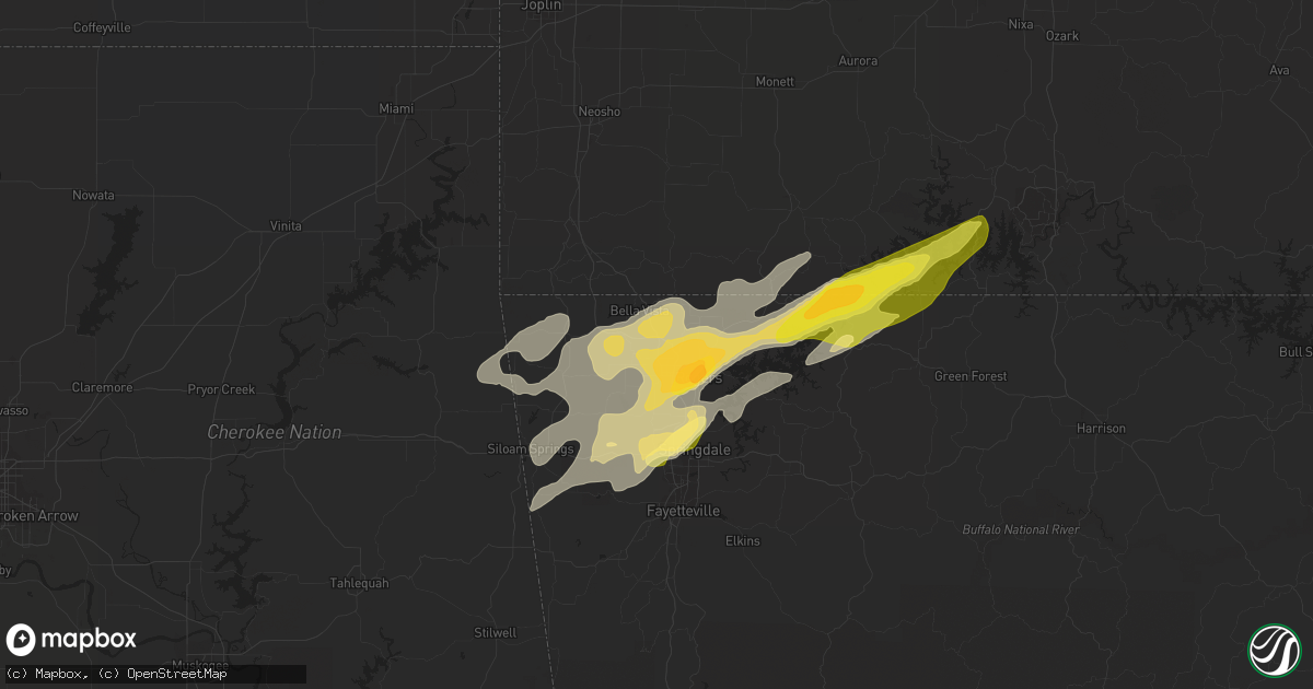 Hail map in Bentonville, AR on February 15, 2023
