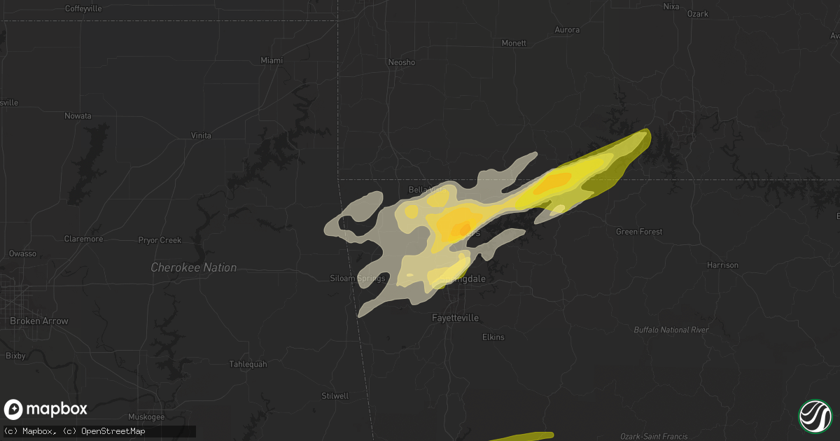 Hail map in Centerton, AR on February 15, 2023