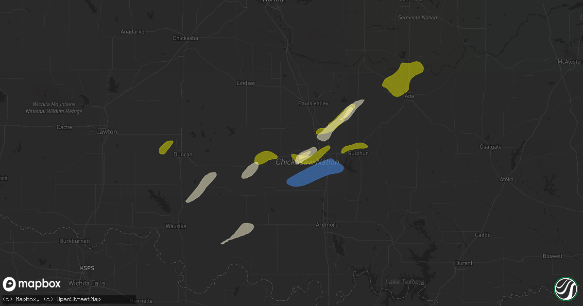 Hail map in Comanche, OK on February 15, 2023
