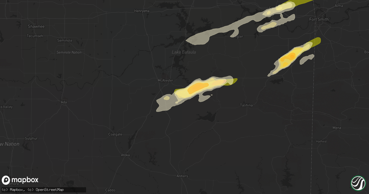 Hail map in Hartshorne, OK on February 15, 2023