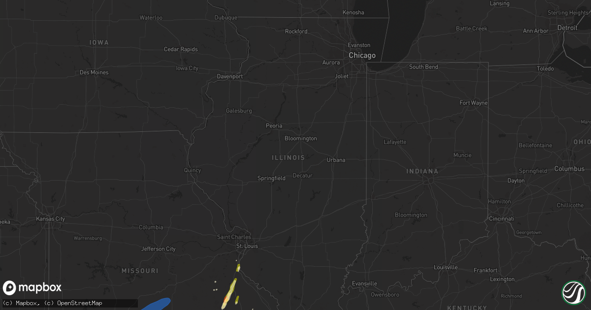 Hail map in Illinois on February 15, 2023