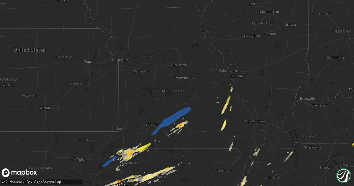 Hail map in Missouri on February 15, 2023