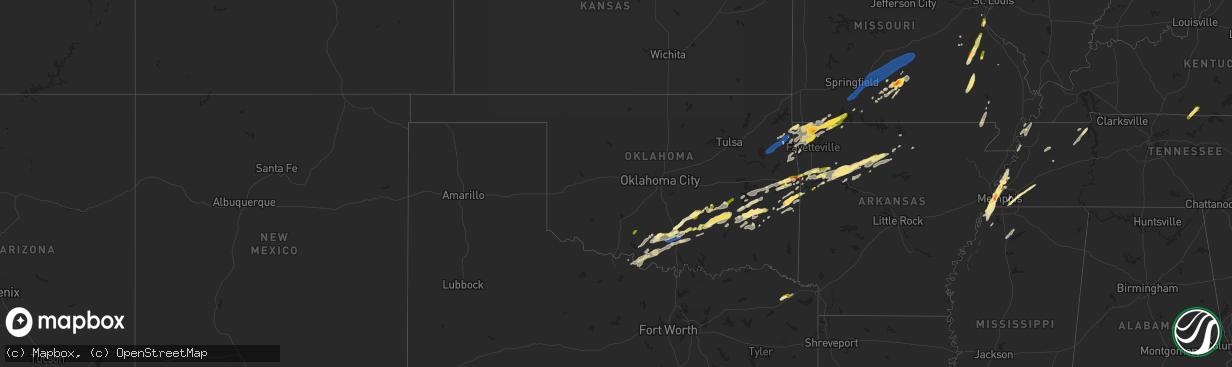 Hail map in Oklahoma on February 15, 2023