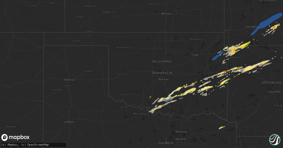 Hail map in Oklahoma on February 15, 2023