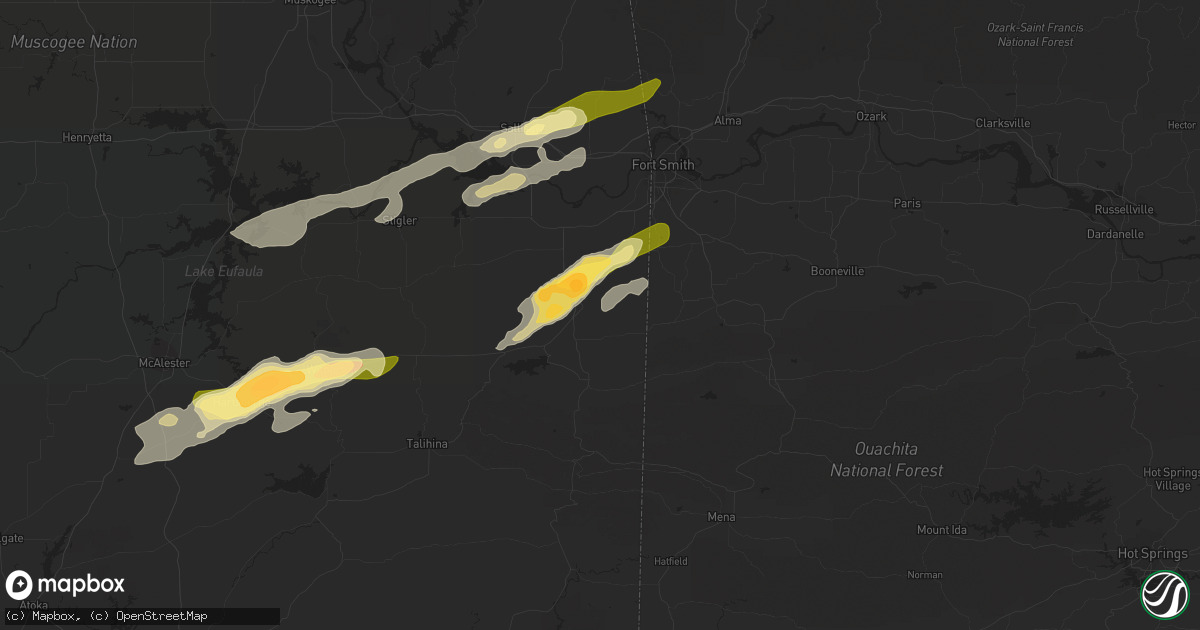 Hail map in Poteau, OK on February 15, 2023