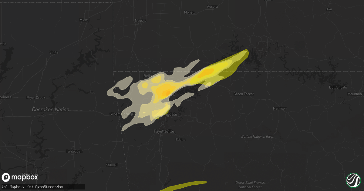 Hail map in Rogers, AR on February 15, 2023