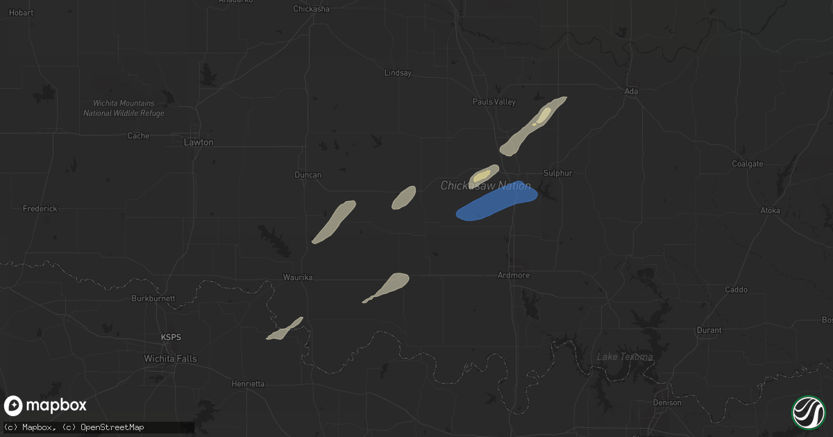 Hail map in Ryan, OK on February 15, 2023