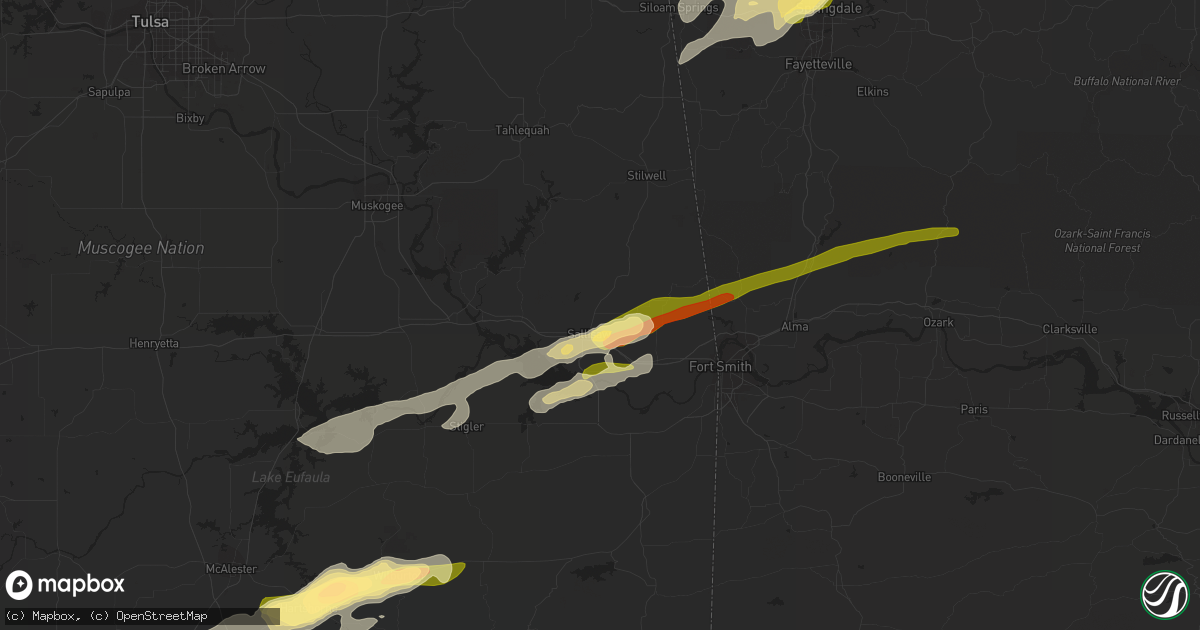 Hail map in Sallisaw, OK on February 15, 2023