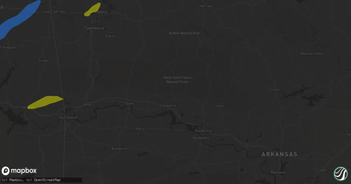Hail map in Tahlequah, OK on February 15, 2023