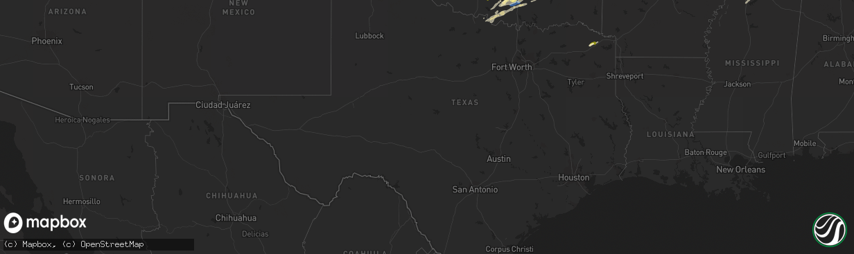 Hail map in Texas on February 15, 2023