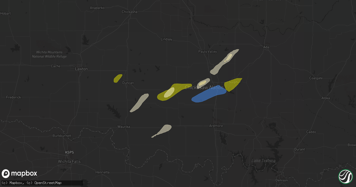 Hail map in Tussy, OK on February 15, 2023