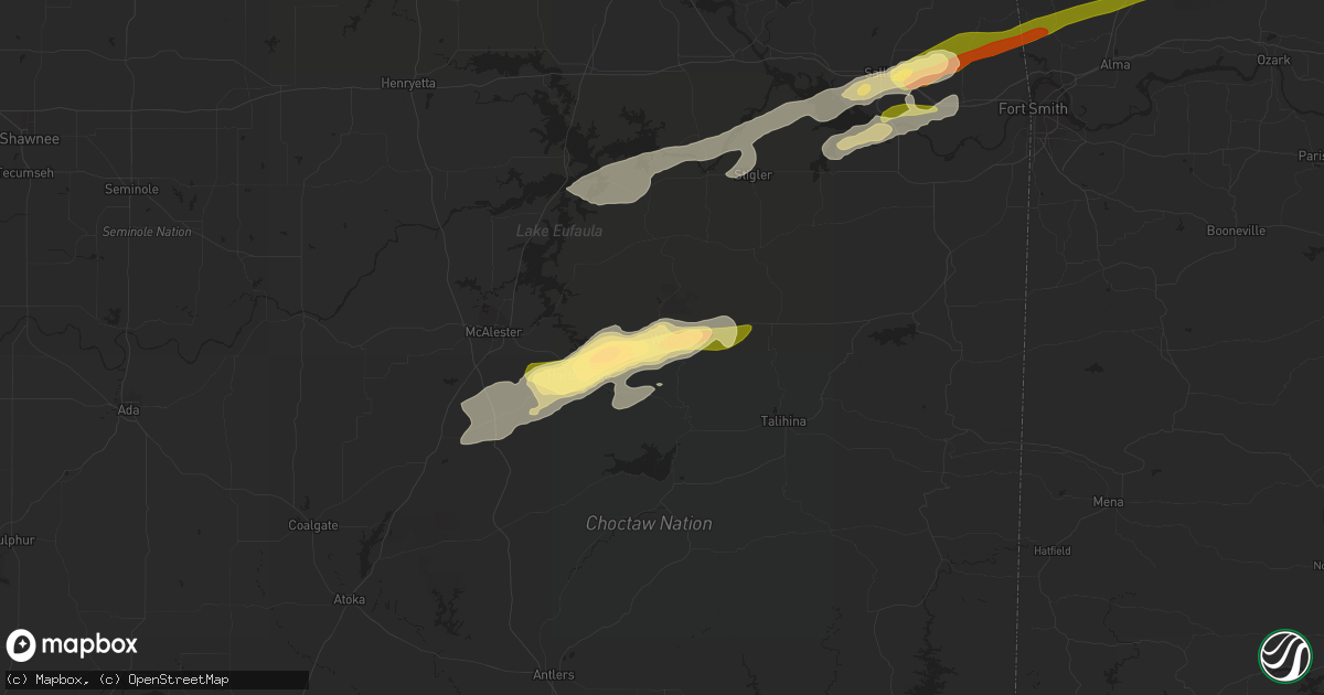 Hail map in Wilburton, OK on February 15, 2023