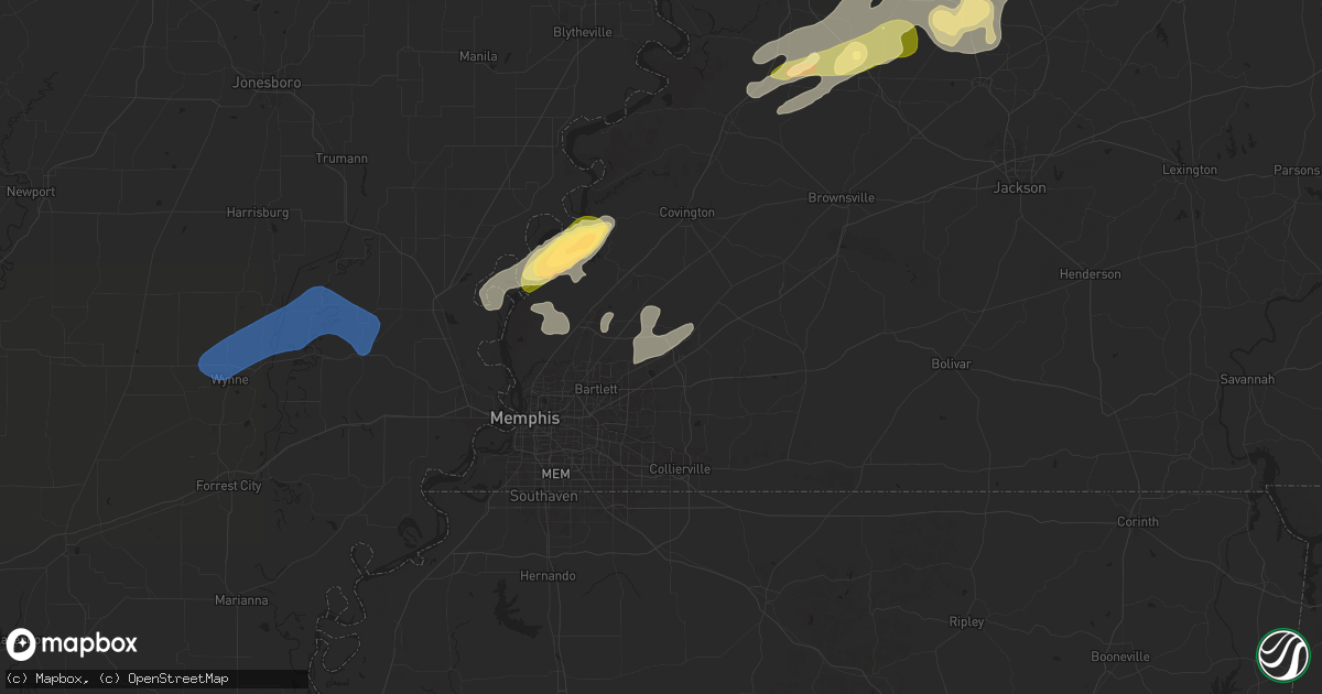 Hail map in Arlington, TN on February 15, 2025